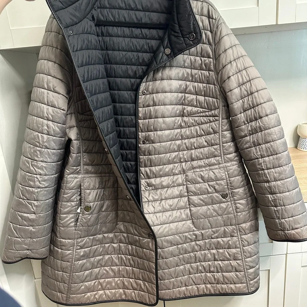 Basler Reversible Quilted Puffer Jacket Womens 18 Black Snap Up Coat Lightweight
